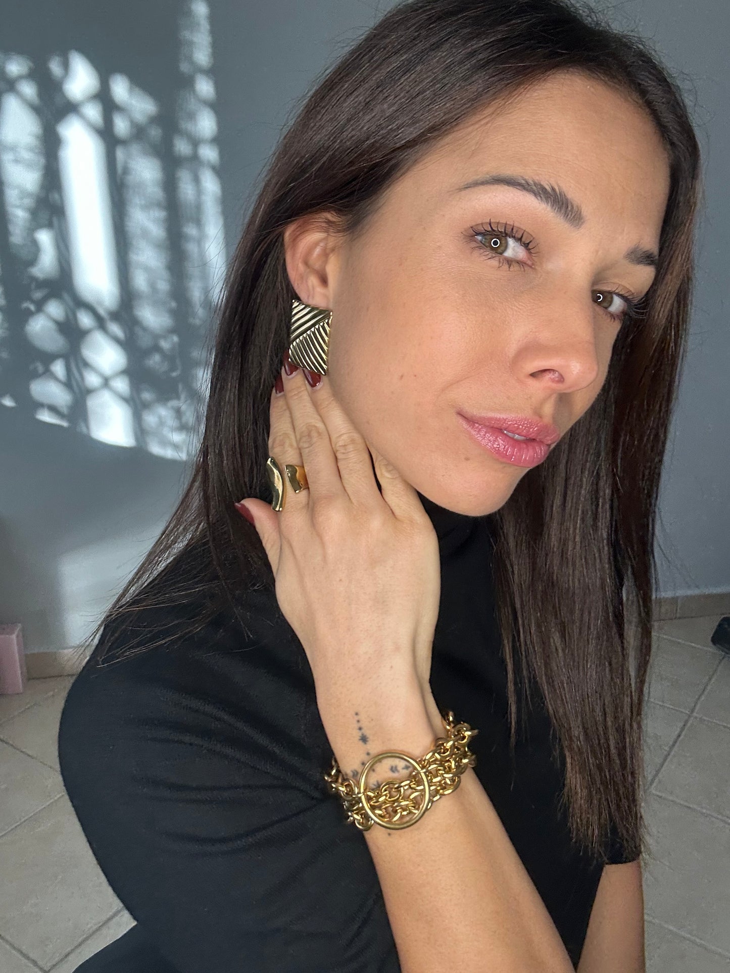 Square & Goldy earrings